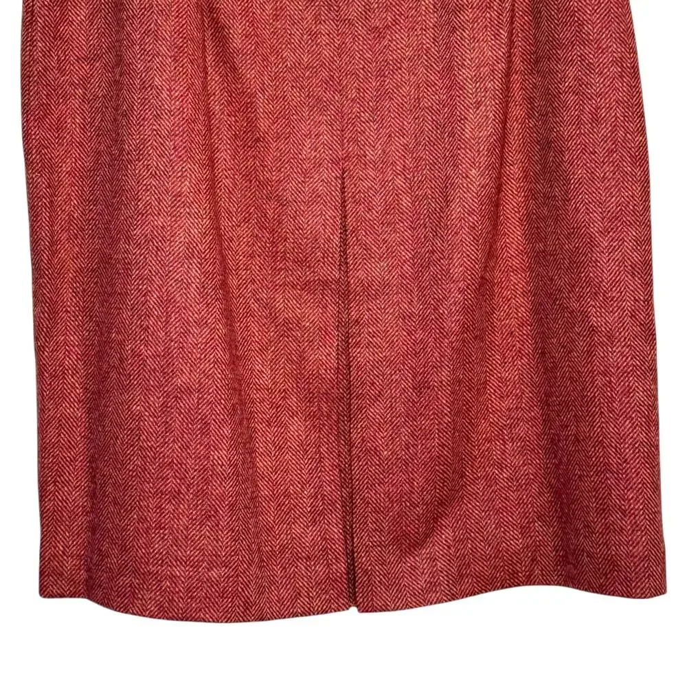 Vtg 1990's Lands End 100% Wool Pink Herringbone Size 16 Skirt with Pockets